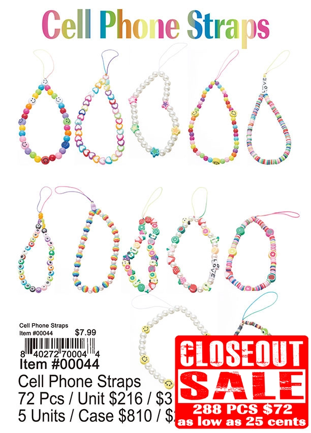 Cell Phone Straps - Closeout 288 Pcs.